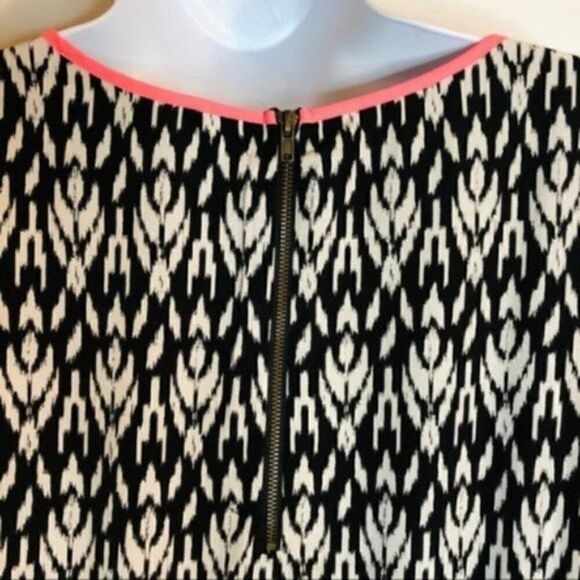 Forever 21 Tribal Print Drop Waist Mini Dress Neon Coral Collar Black S - Picture 6 of 9